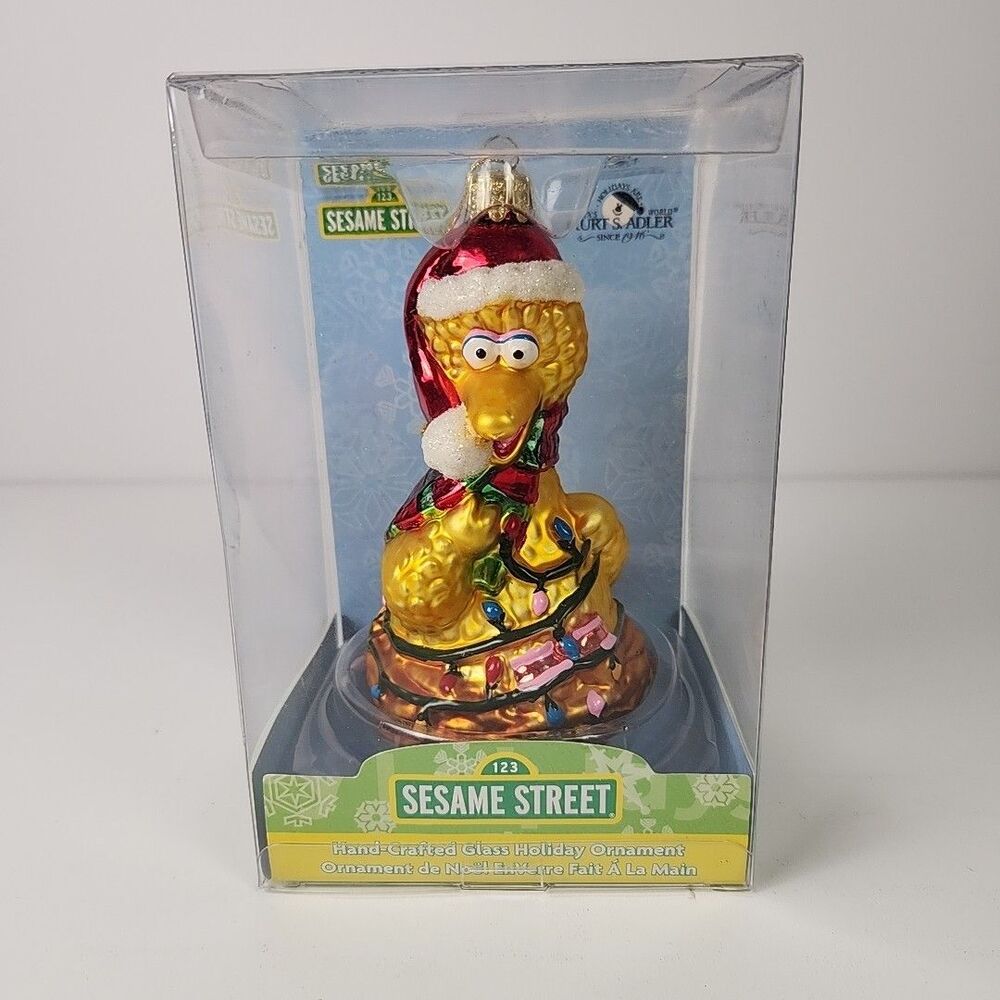 Kurt Adler Big Bird Sesame Street Hand Crafted Glass 5" Ornament With Box